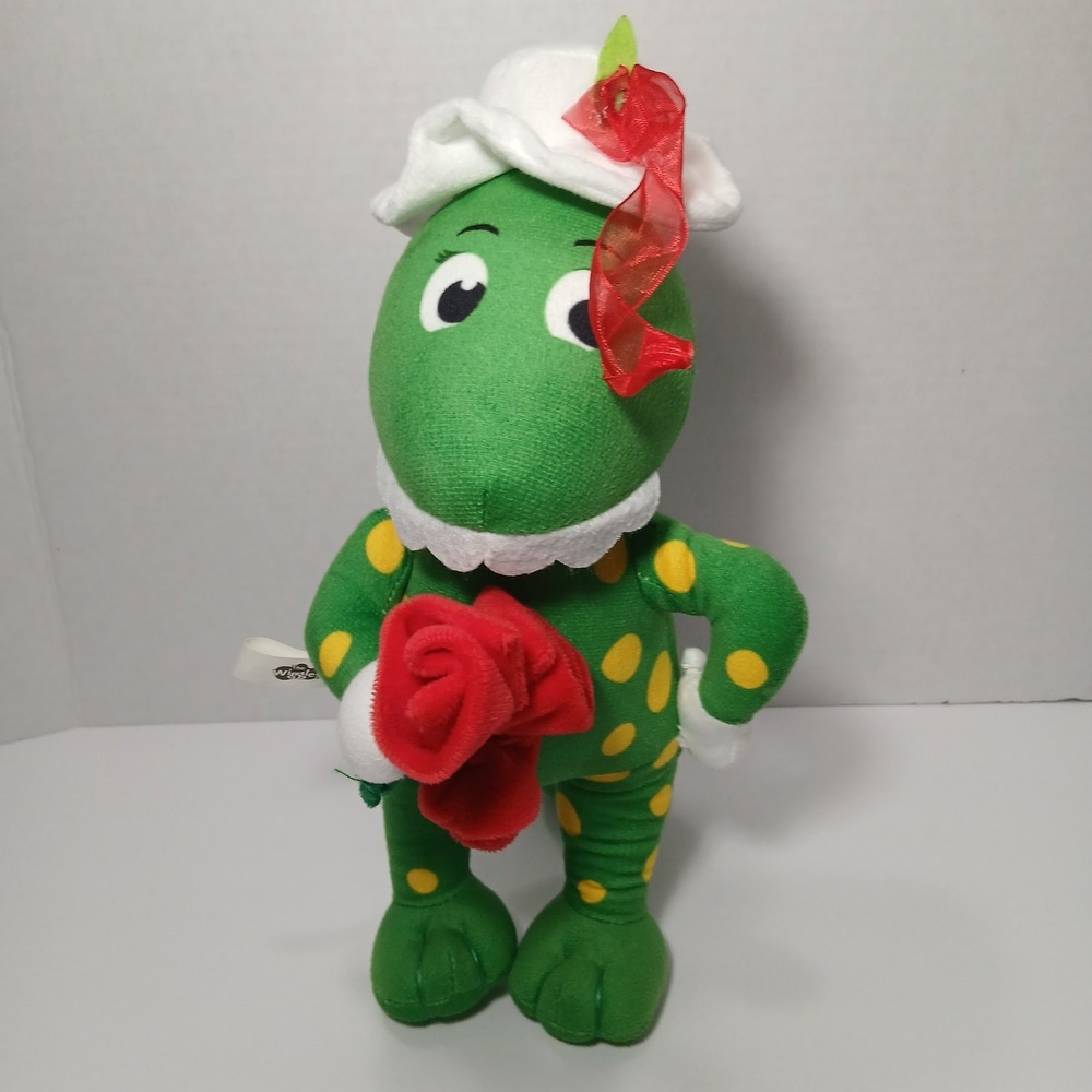 The Wiggles Dorothy Dinosaur 12" Plush Stuffed Animal Holding Roses READ